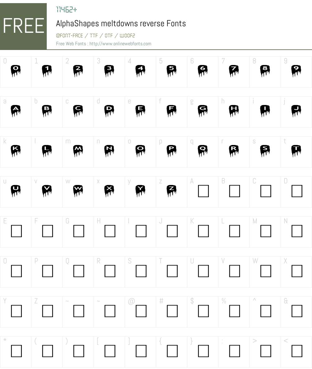 AlphaShapes meltdowns reverse Font Screenshots