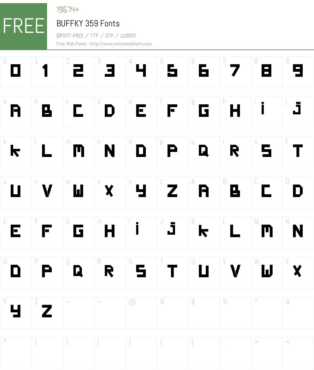 BUFFKY 359 Font Screenshots