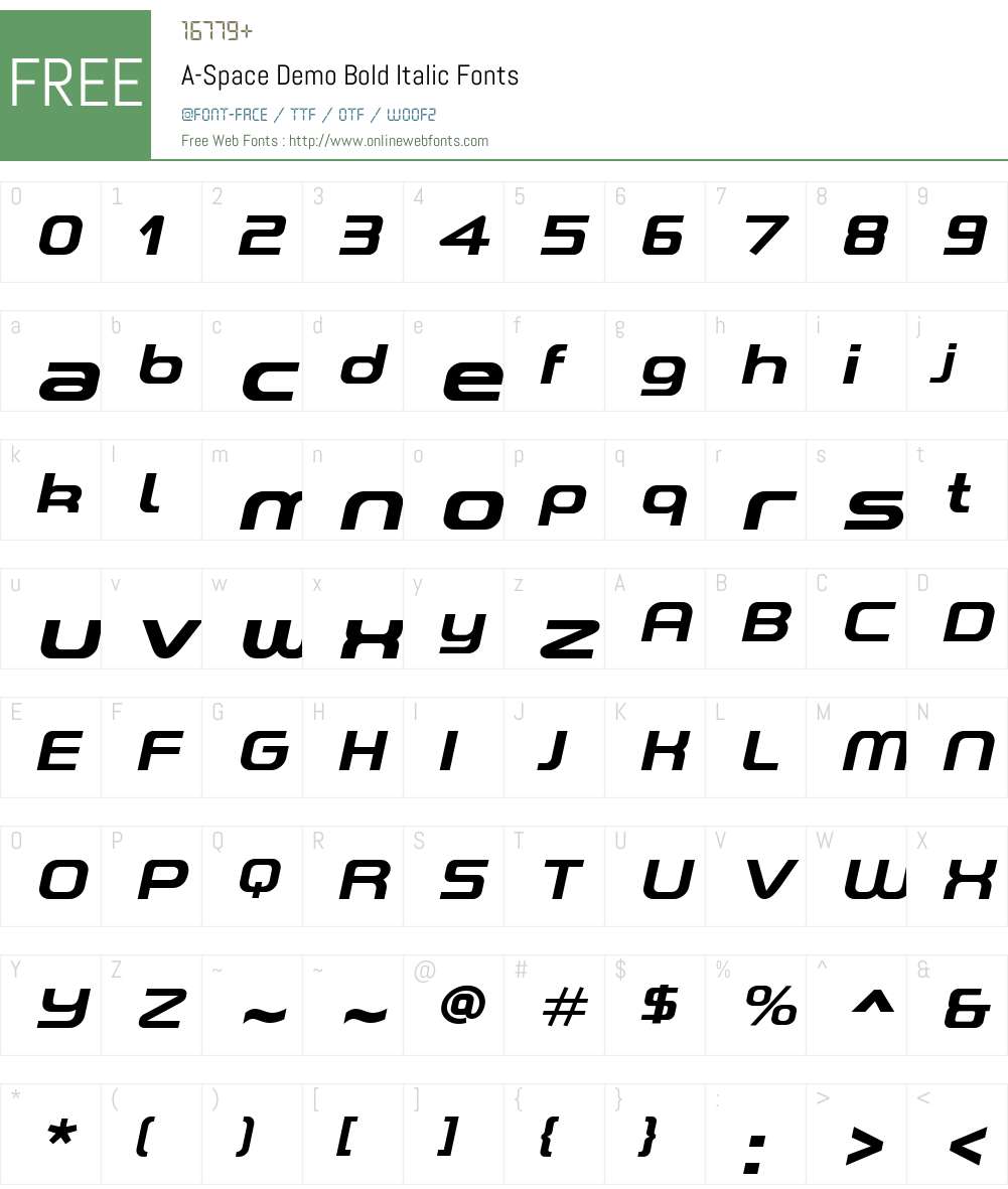 A-Space Demo Font Screenshots