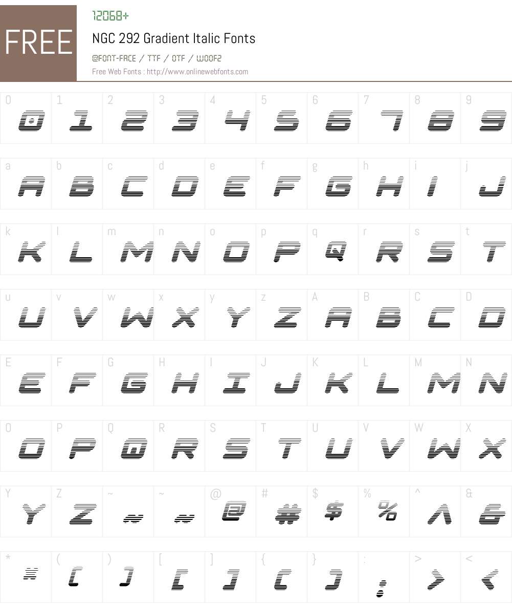 NGC 292 Gradient Italic Font Screenshots