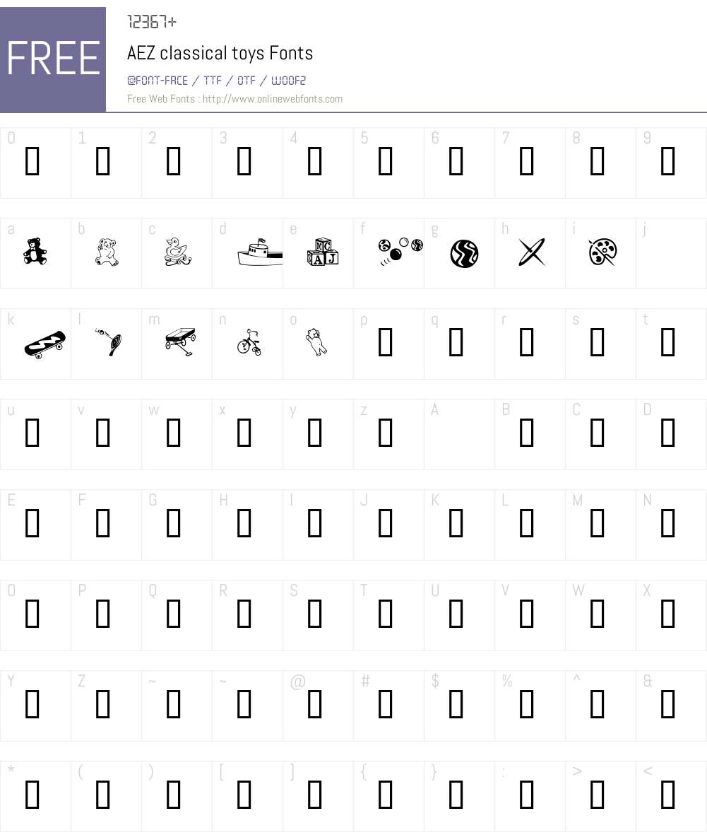 AEZ classical toys Font Screenshots