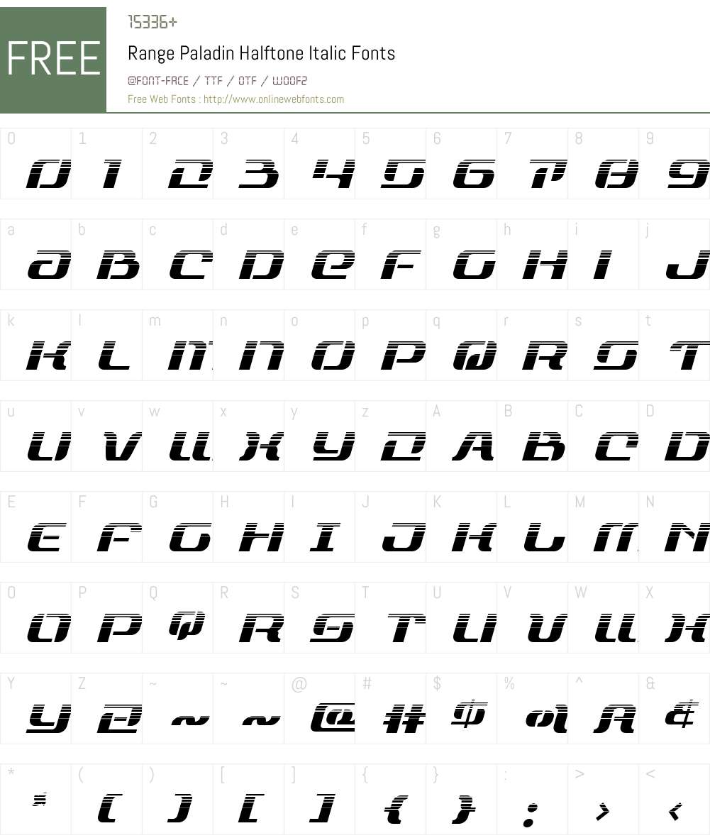 Range Paladin Halftone Italic Font Screenshots