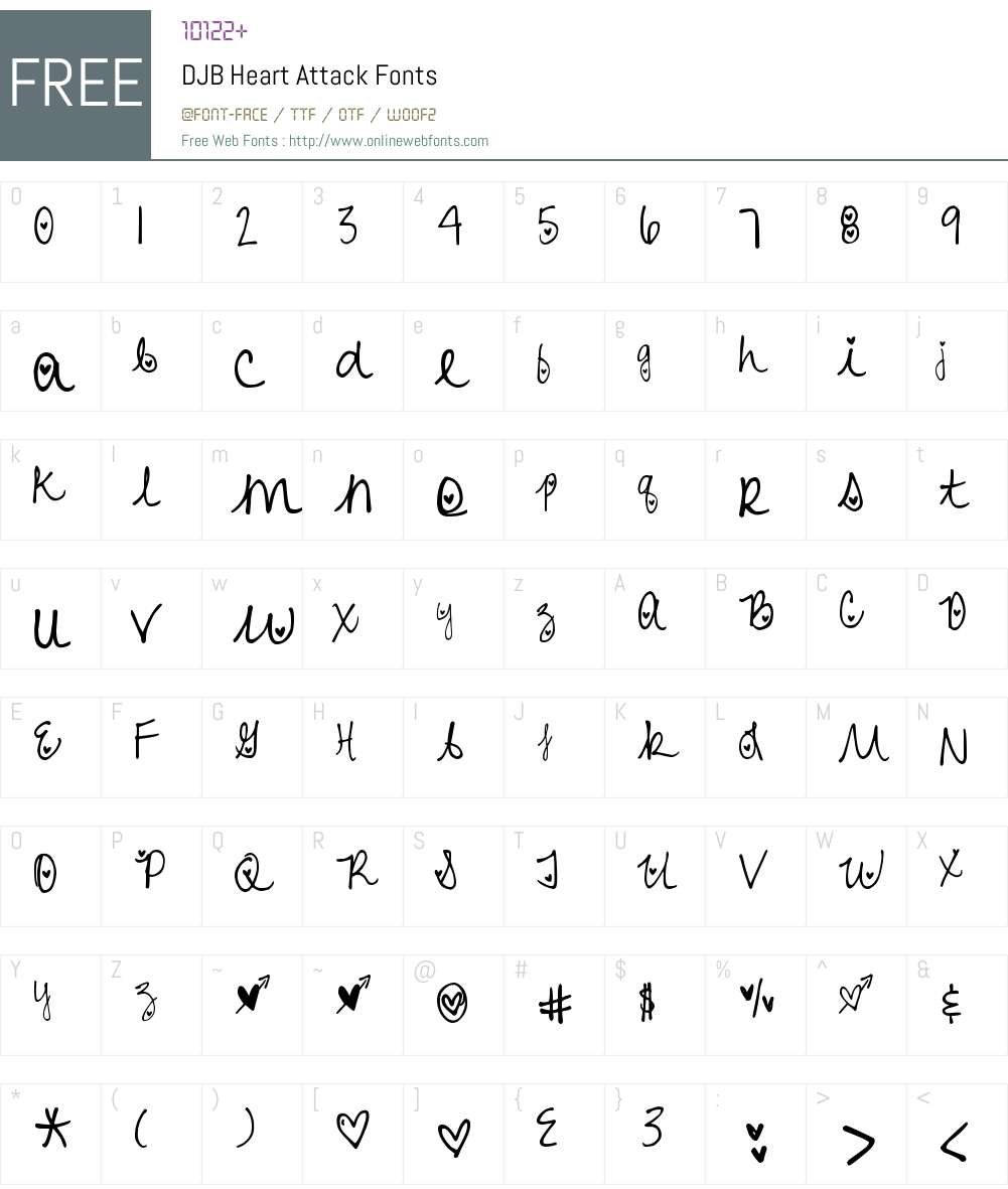 DJB Heart Attack Font Screenshots