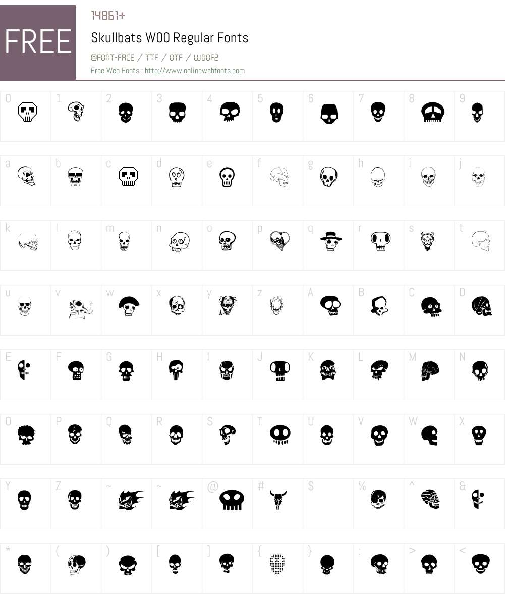 SkullbatsW00-Regular Font Screenshots