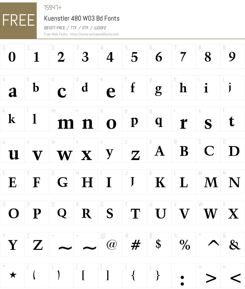 Kuenstler 480 Font Screenshots