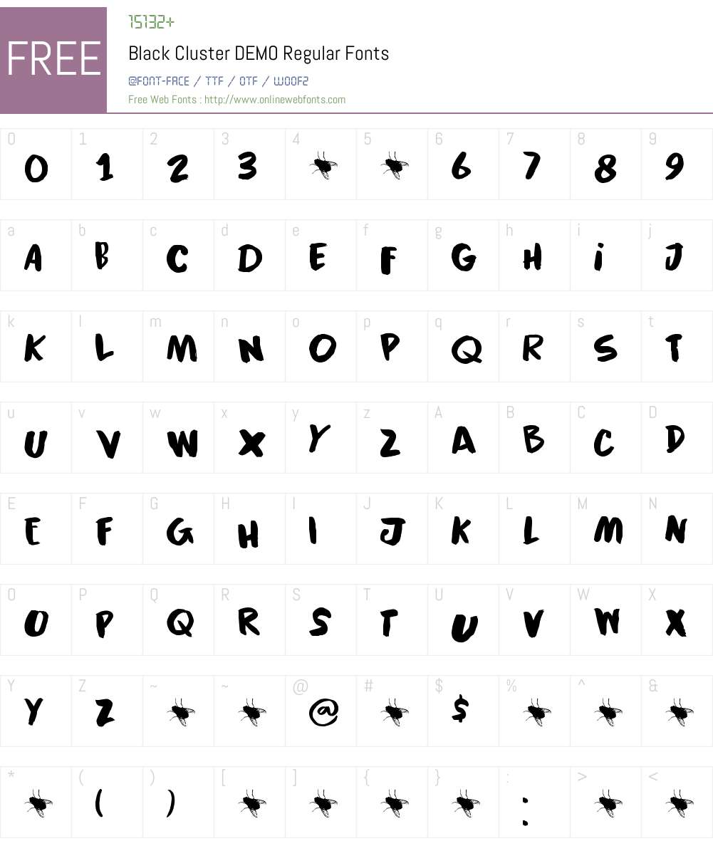 Black Cluster DEMO Font Screenshots