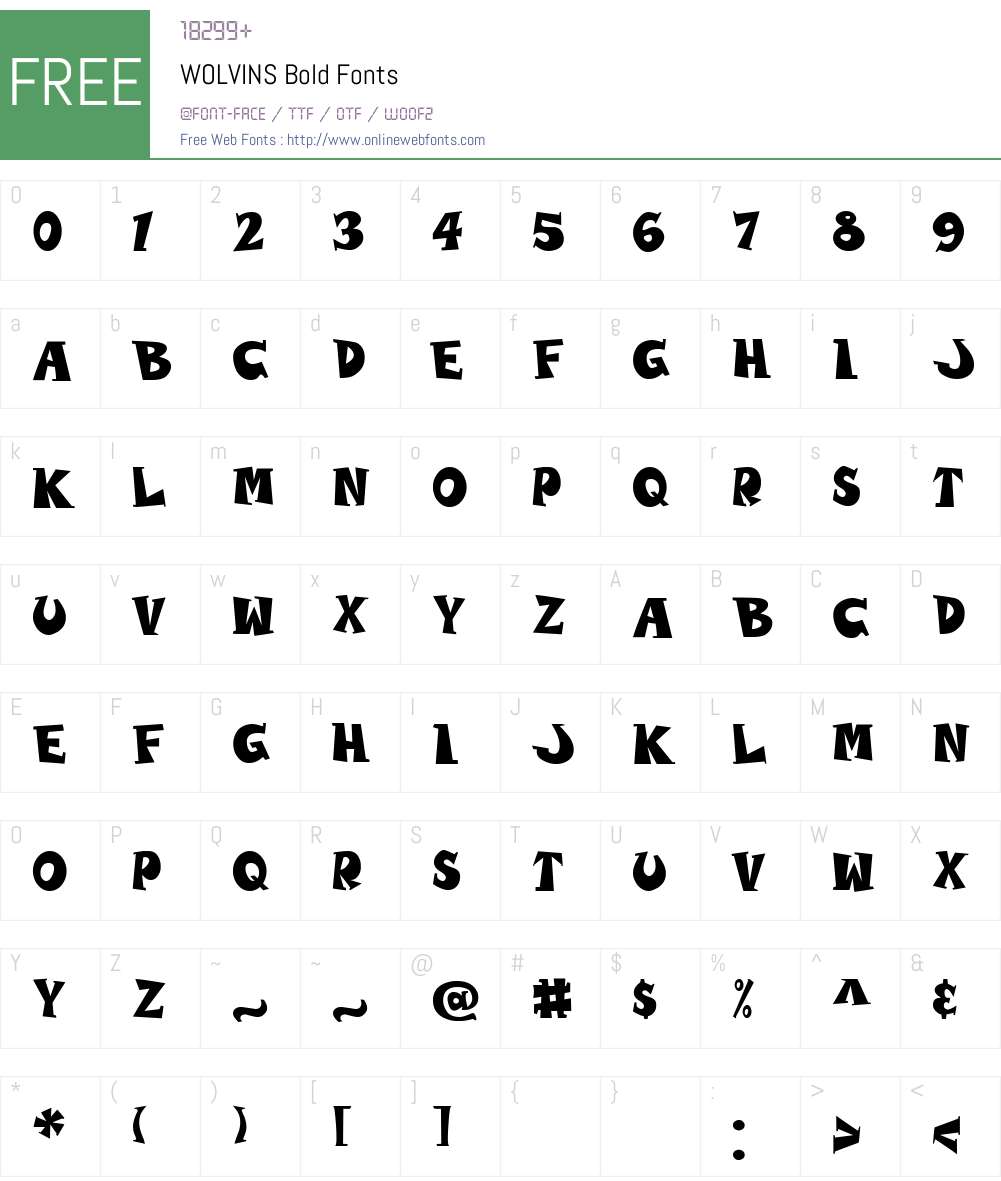 WOLVINS Font Screenshots