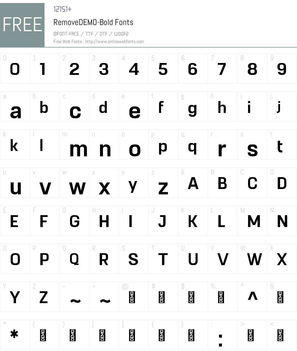 Remove DEMO Font Screenshots