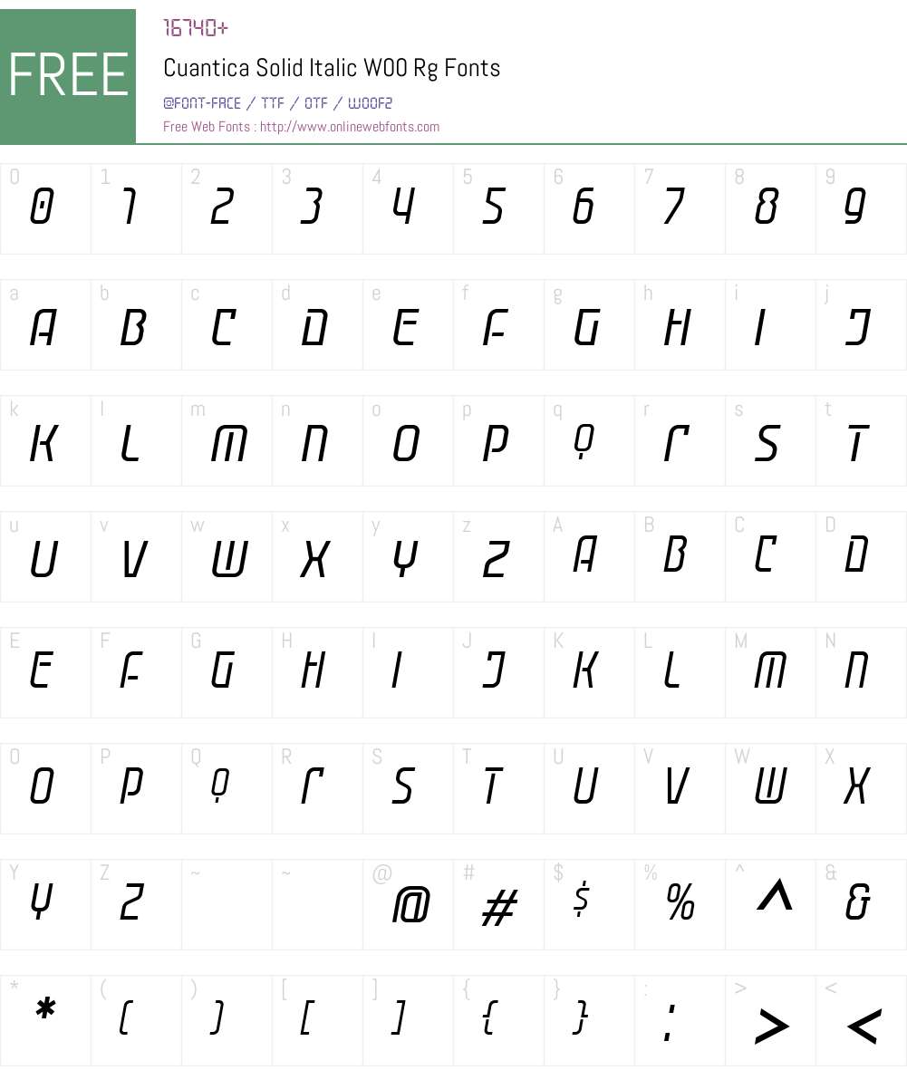 CuanticaSolidItalicW00-Rg Font Screenshots