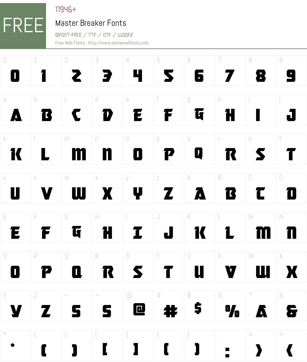 Master Breaker Font Screenshots