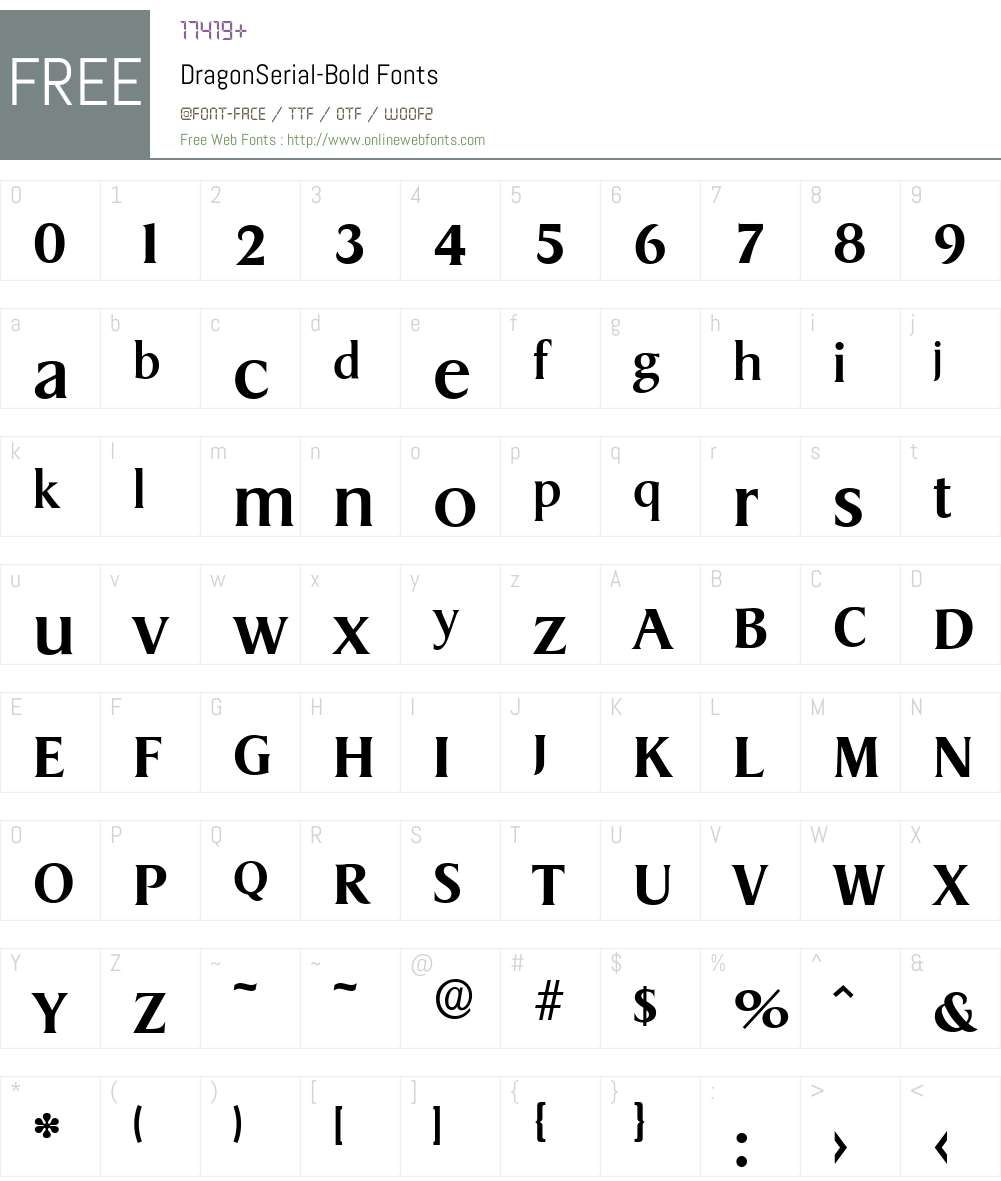 DragonSerial Font Screenshots