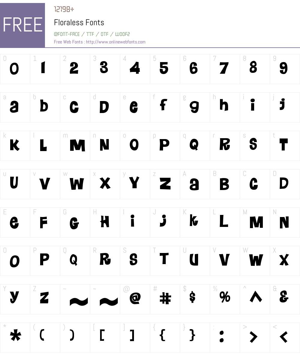 Floraless Font Screenshots