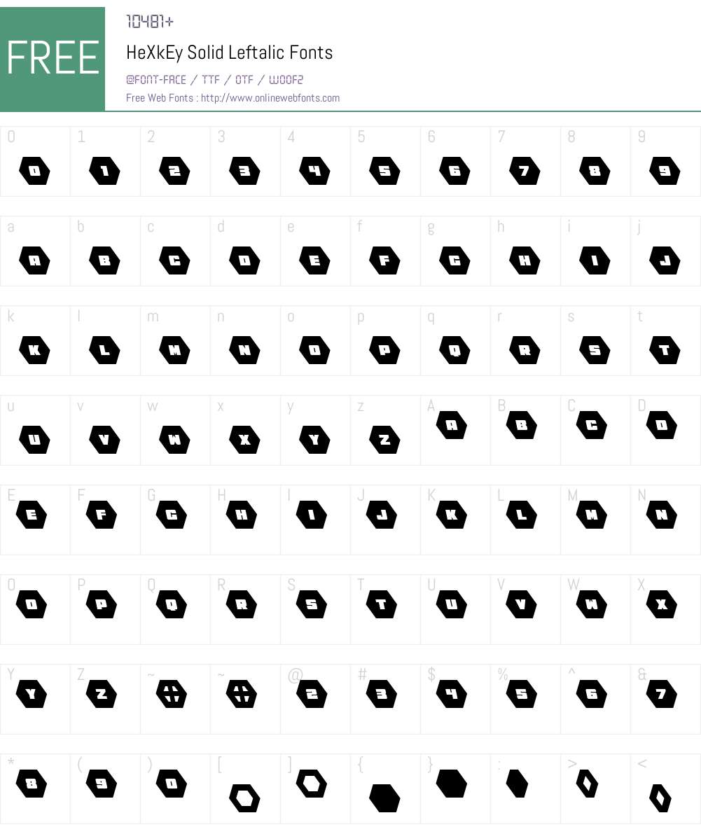 HeXkEy Solid Leftalic Font Screenshots