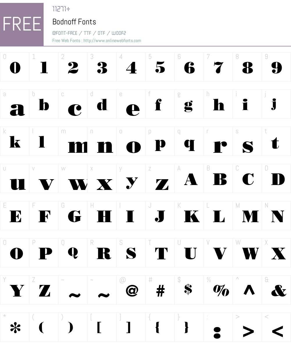 Bodnoff Font Screenshots