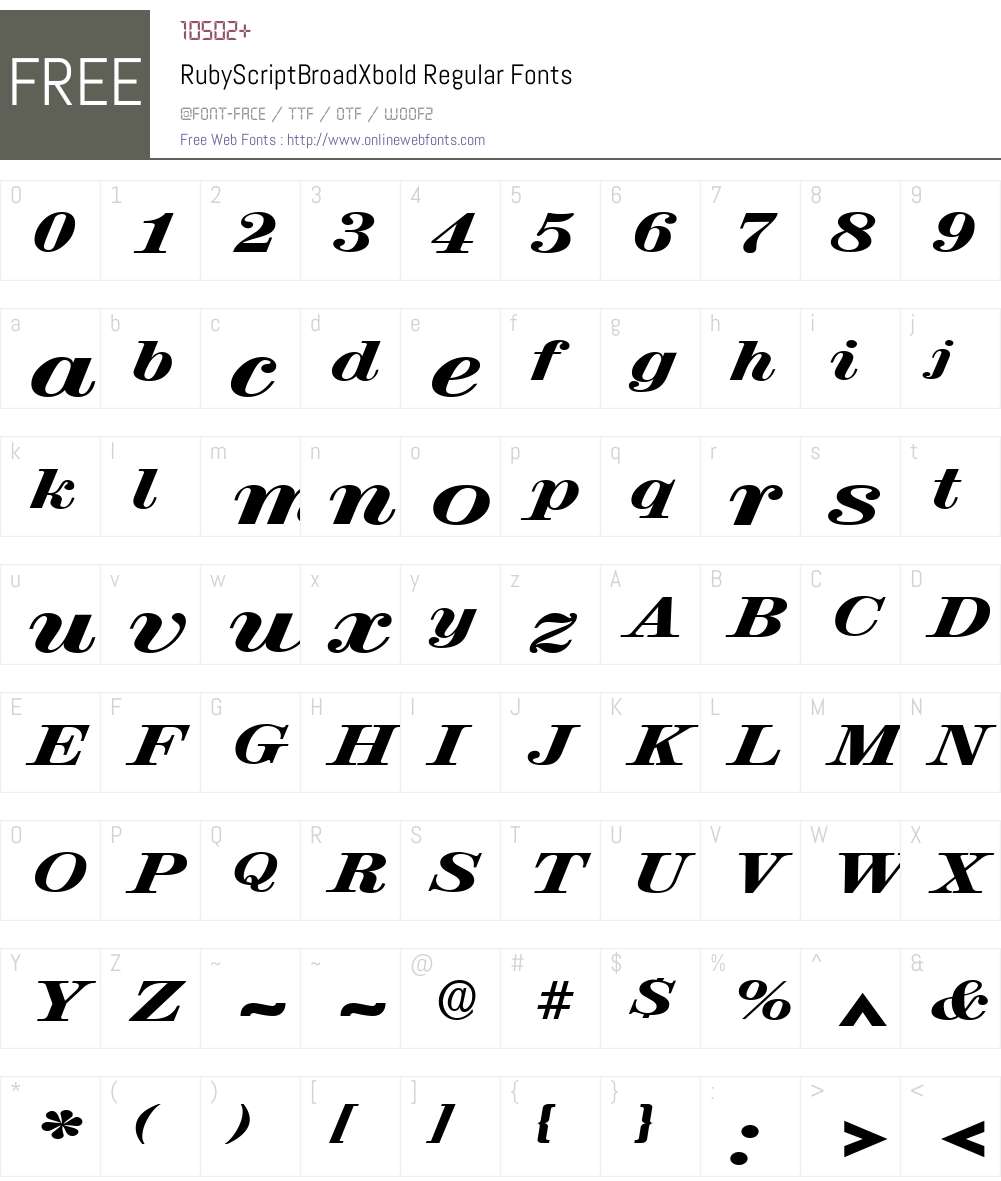 RubyScriptBroadXbold Font Screenshots