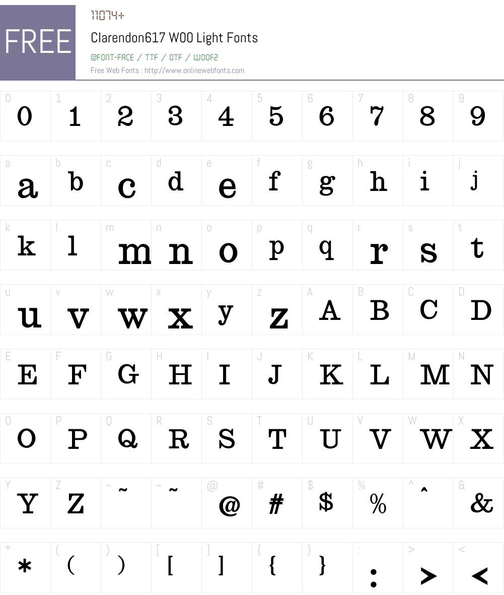 Clarendon617W00-Light Font Screenshots