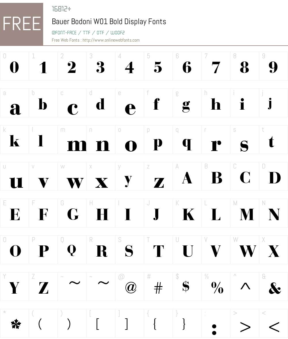 BauerBodoniW01-BoldDisplay Font Screenshots