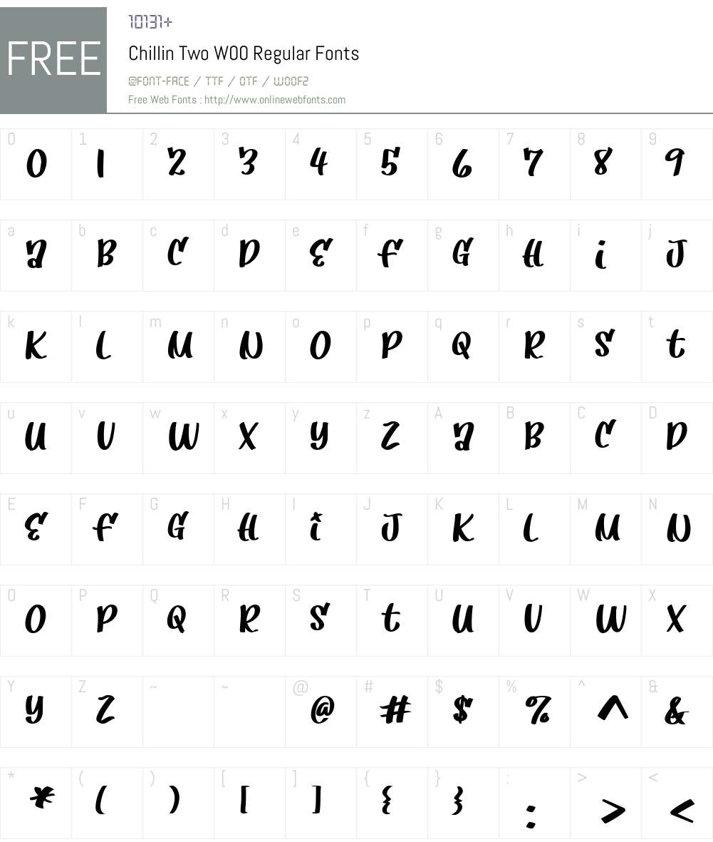 ChillinTwoW00-Regular Font Screenshots