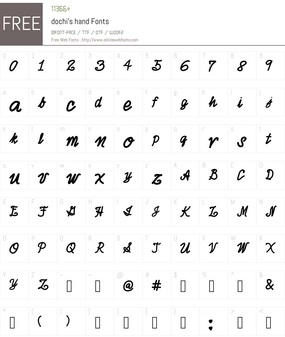 dochi's hand Font Screenshots