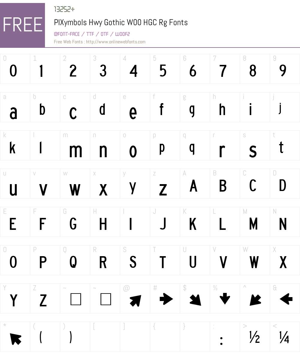 PIXymbolsHwyGothicW00-HGCRg Font Screenshots