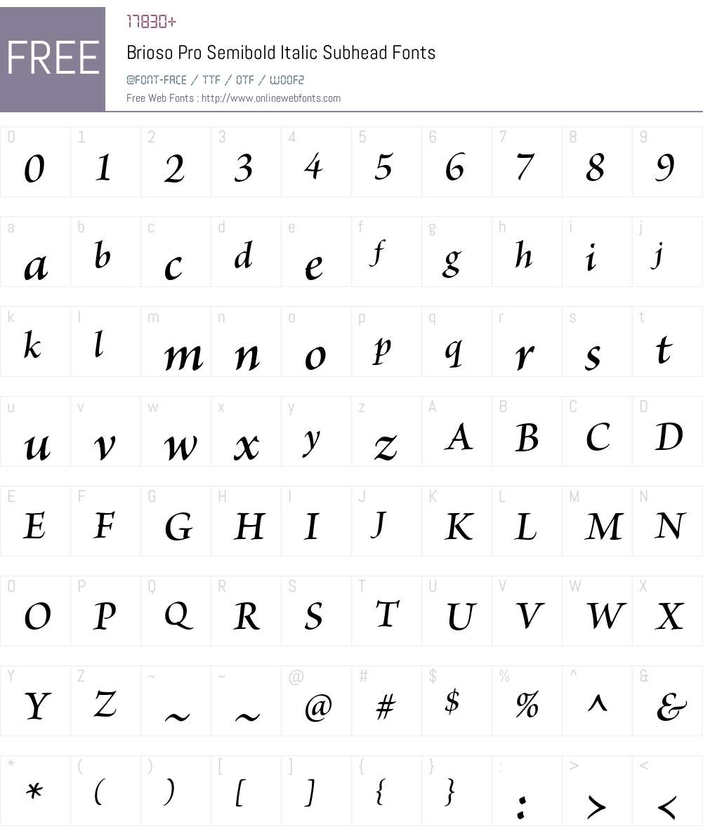 Brioso Pro Font Screenshots