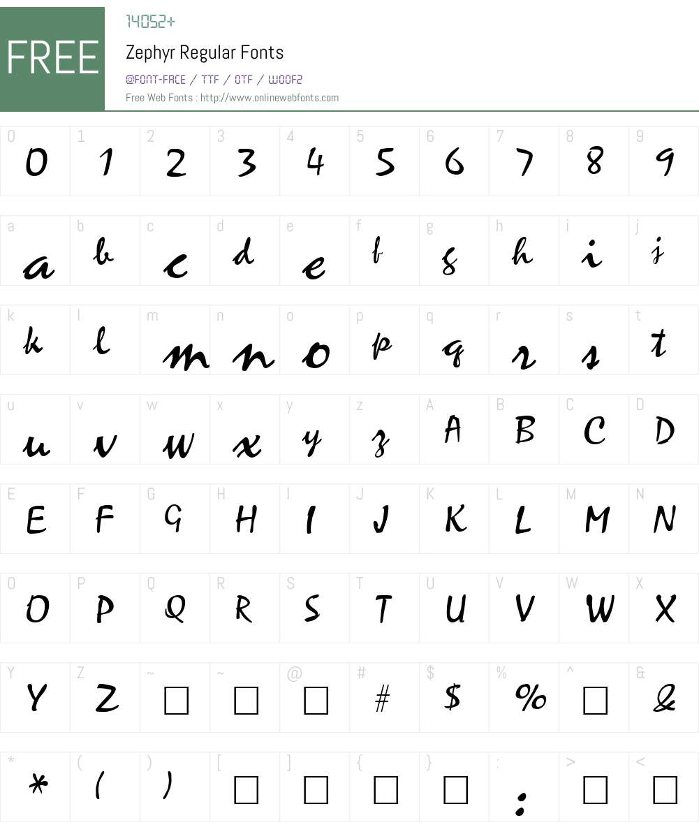 Zephyr Font Screenshots
