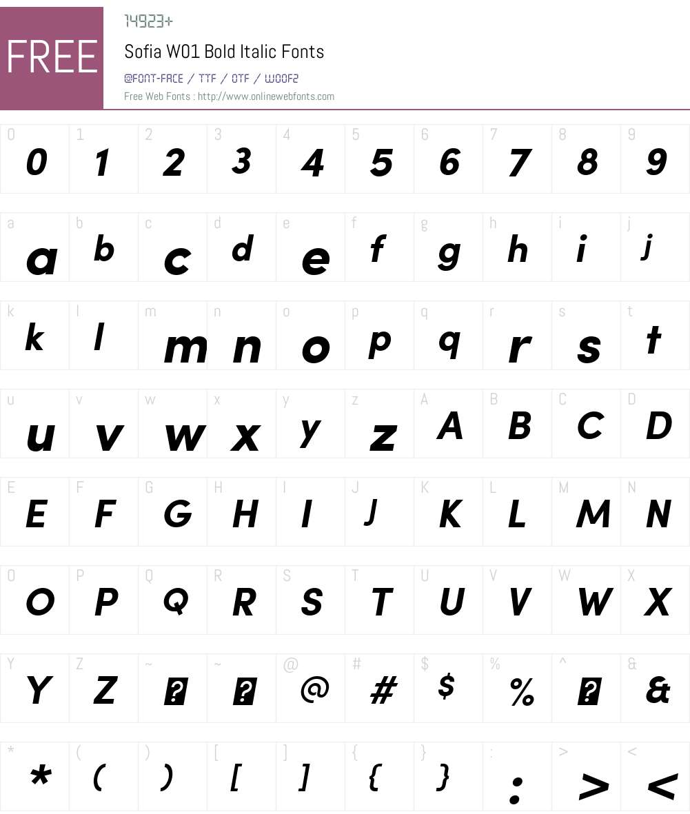 SofiaW01-BoldItalic Font Screenshots