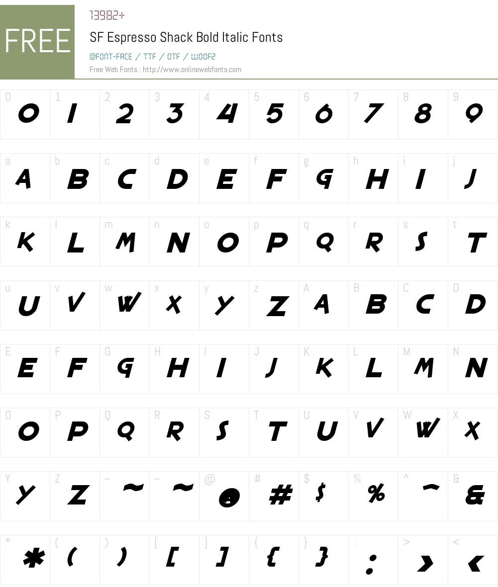 SF Espresso Shack Font Screenshots
