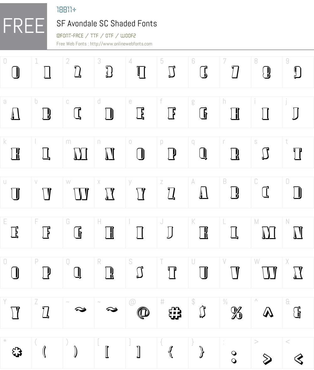 SF Avondale SC Shaded Font Screenshots
