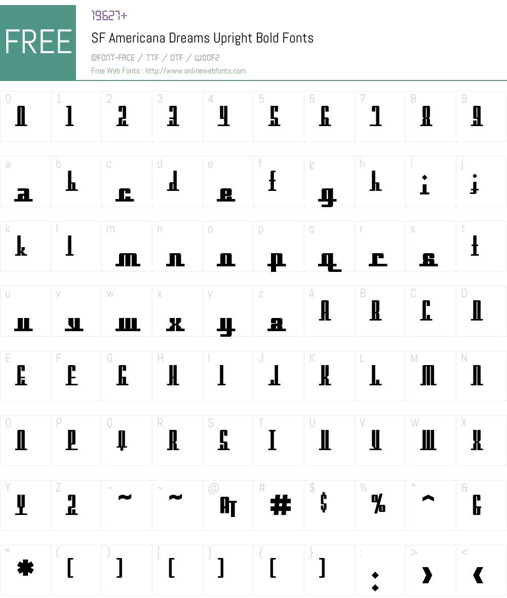 SF Americana Dreams Upright Font Screenshots