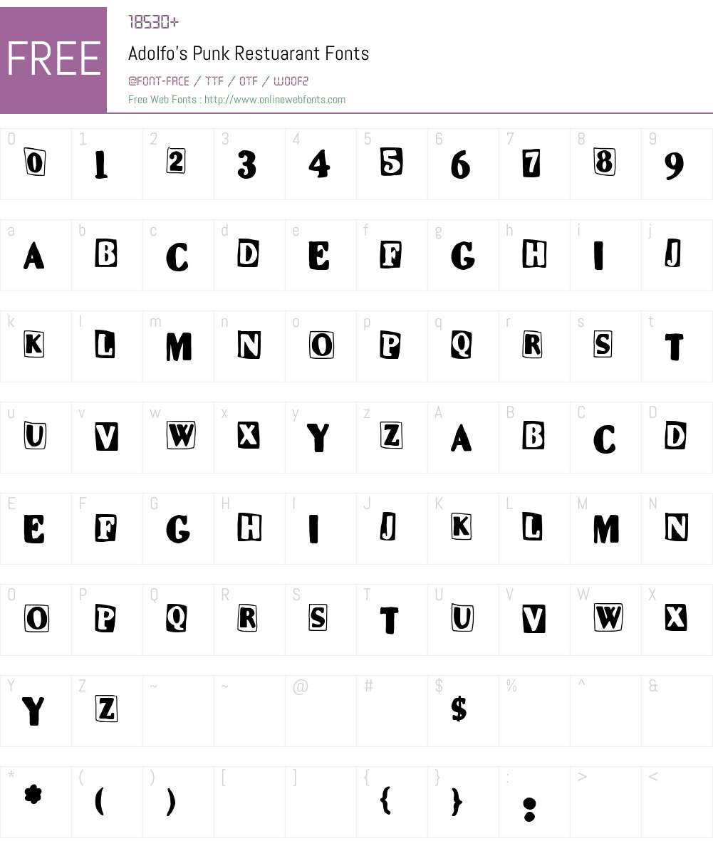 Adolfo's Punk Restuarant Font Screenshots
