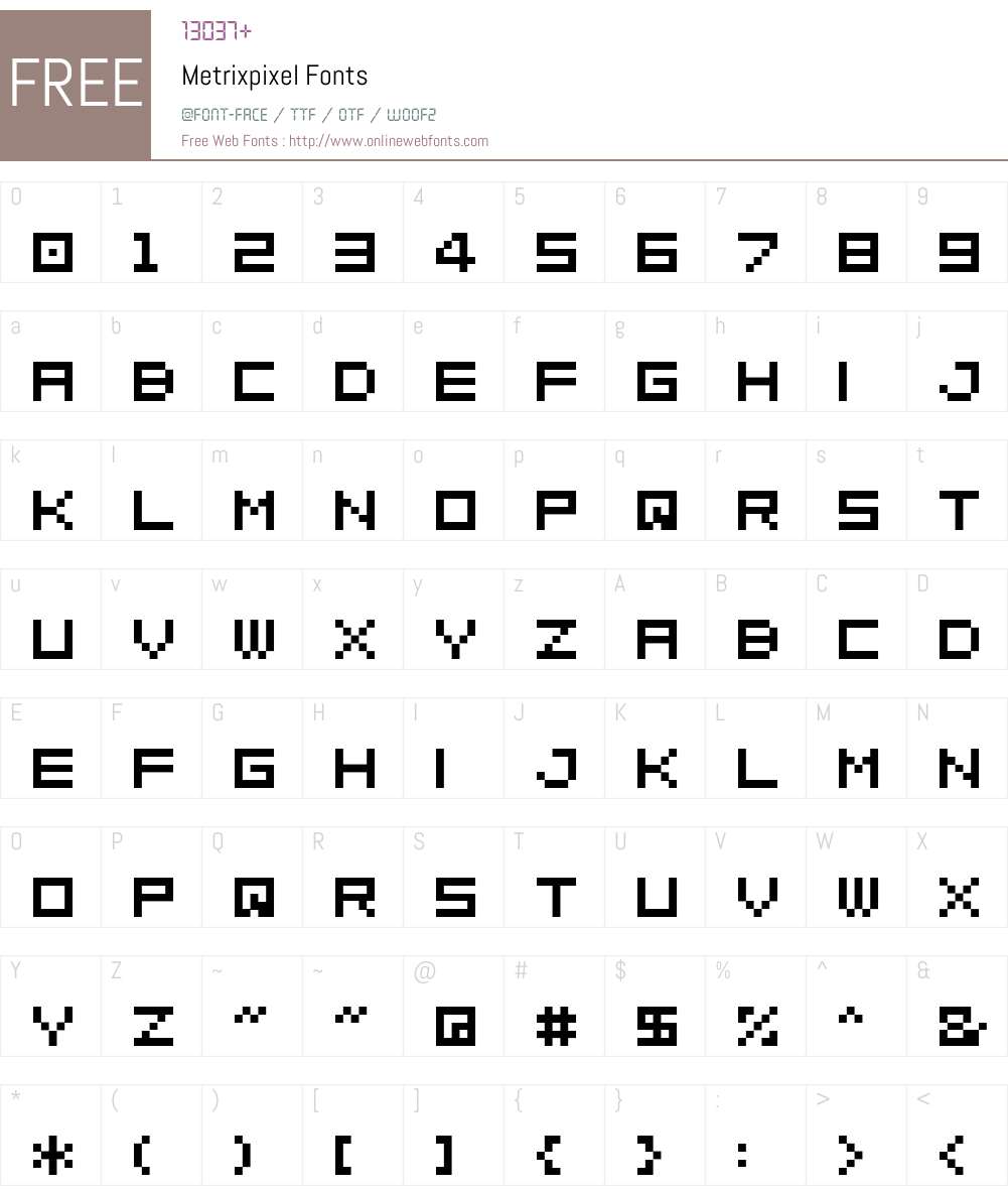 Metrixpixel Font Screenshots