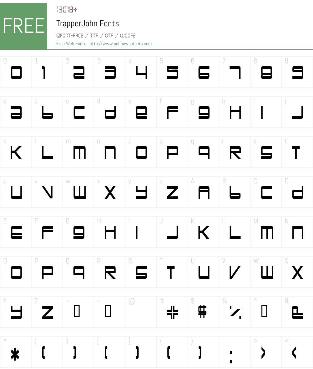 TrapperJohn Font Screenshots