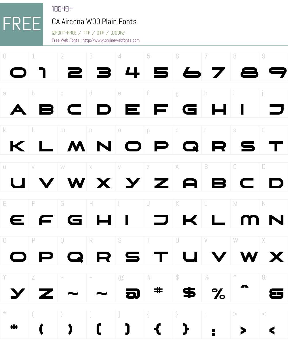 CAAirconaW00-Plain Font Screenshots