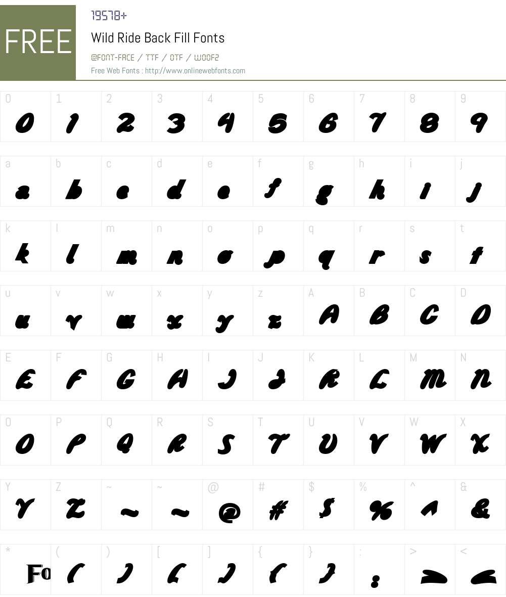 Wild Ride Back Fill Font Screenshots