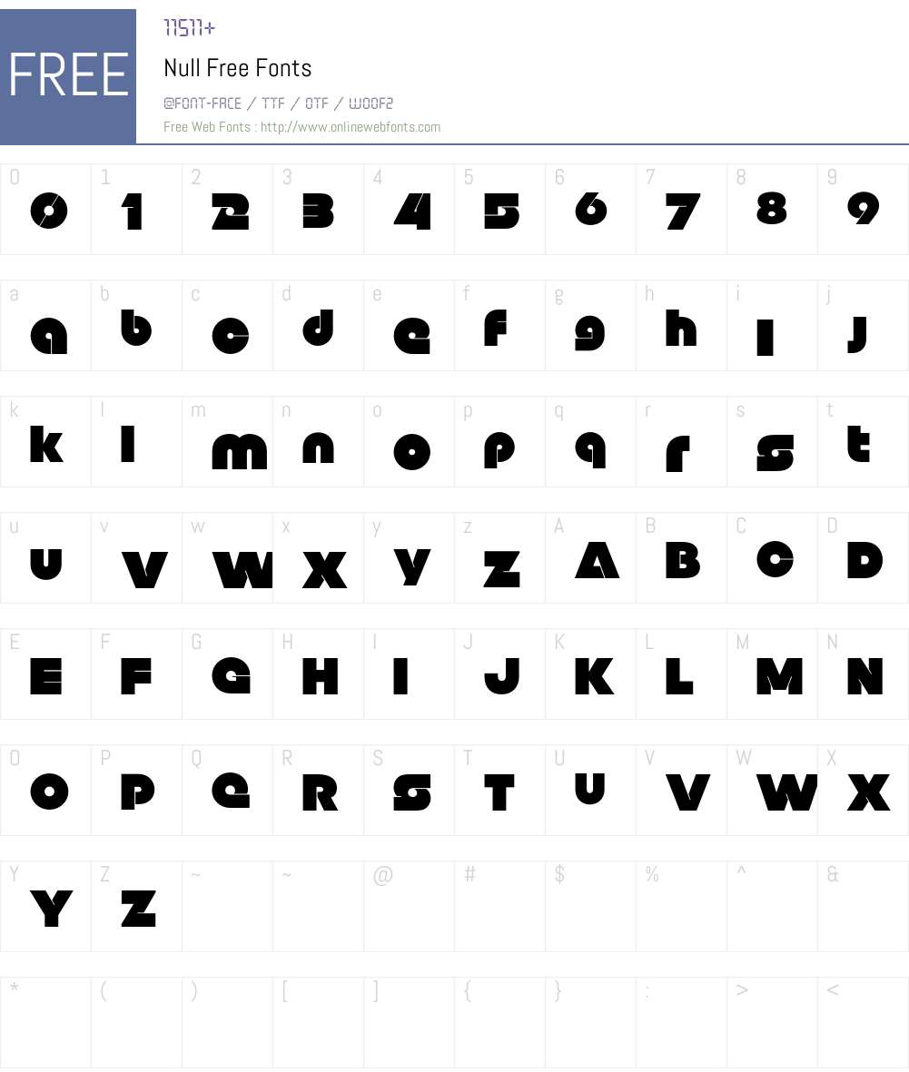 Null Free Font Screenshots