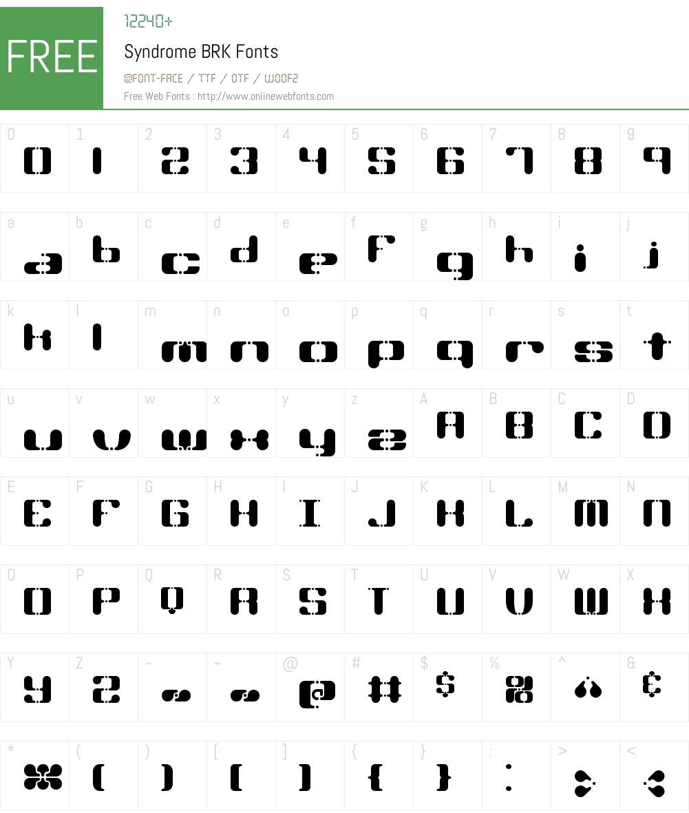 Syndrome BRK Font Screenshots