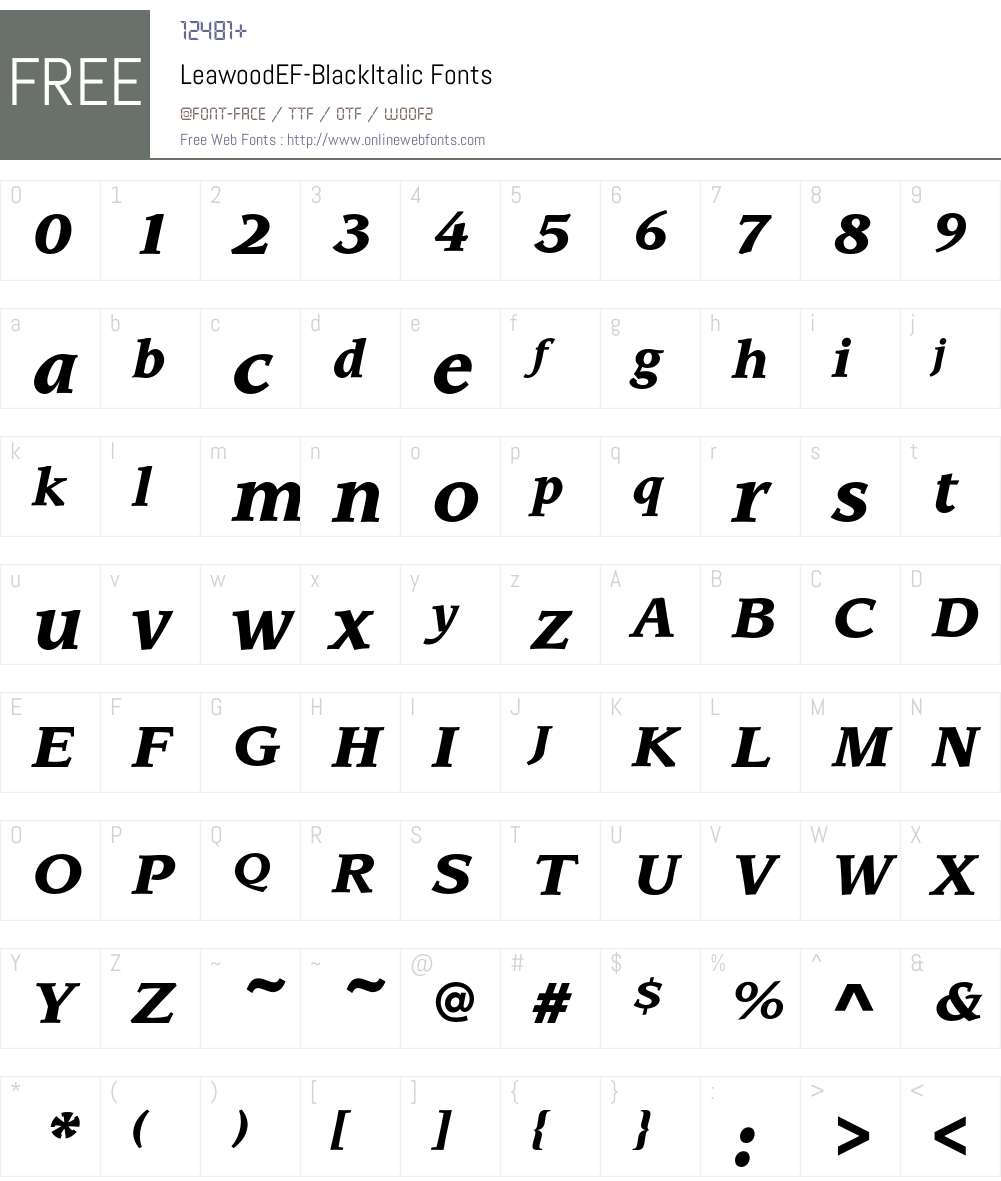 LeawoodEF-BlackItalic Font Screenshots