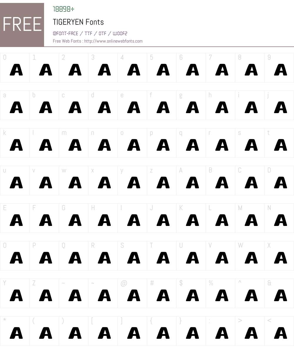 TIGERYEN Font Screenshots