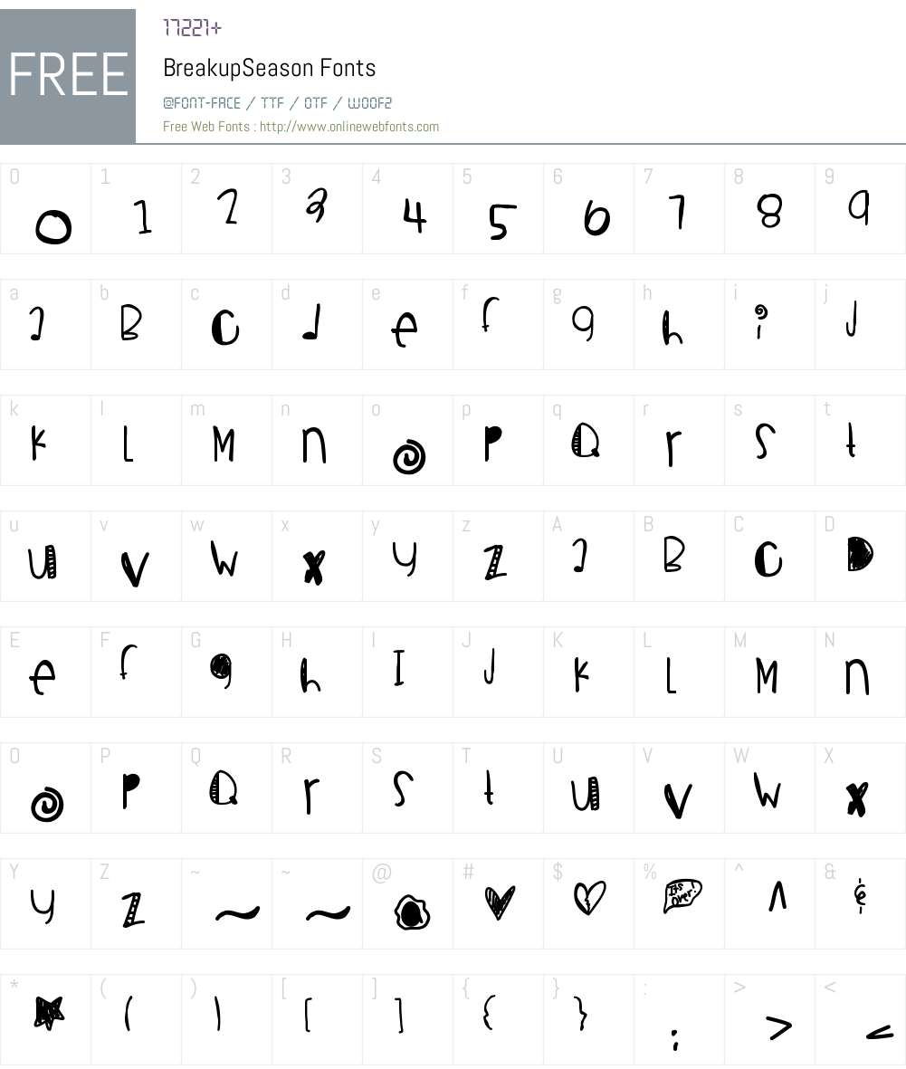 BreakupSeason Font Screenshots