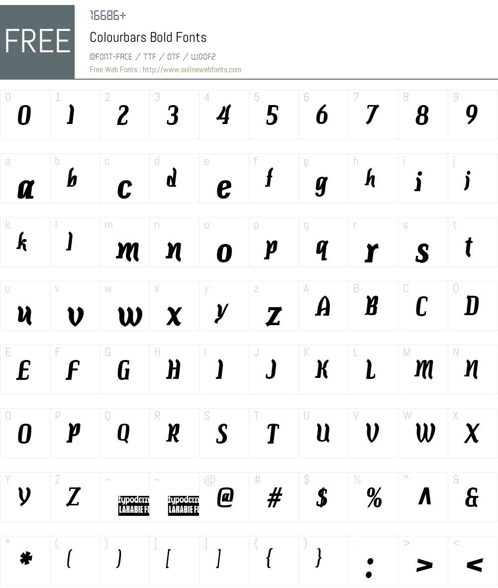 Colourbars Font Screenshots