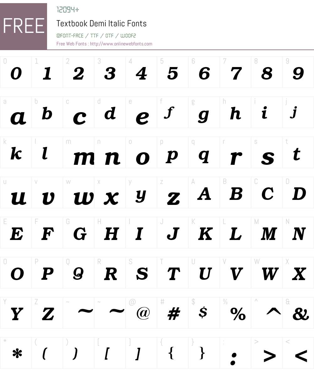 Textbook Font Screenshots