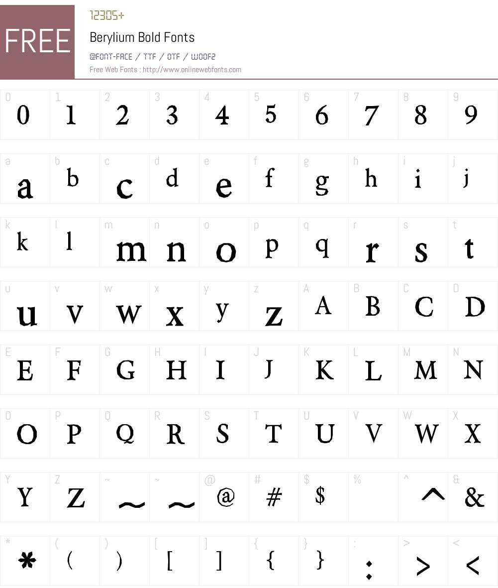 Berylium Font Screenshots