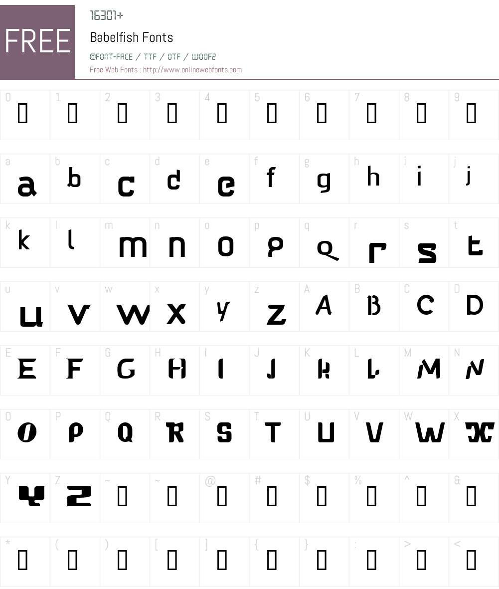 Babelfish Font Screenshots
