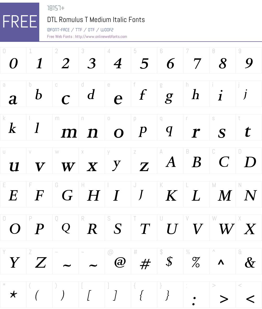 DTLRomulusTMedium Font Screenshots