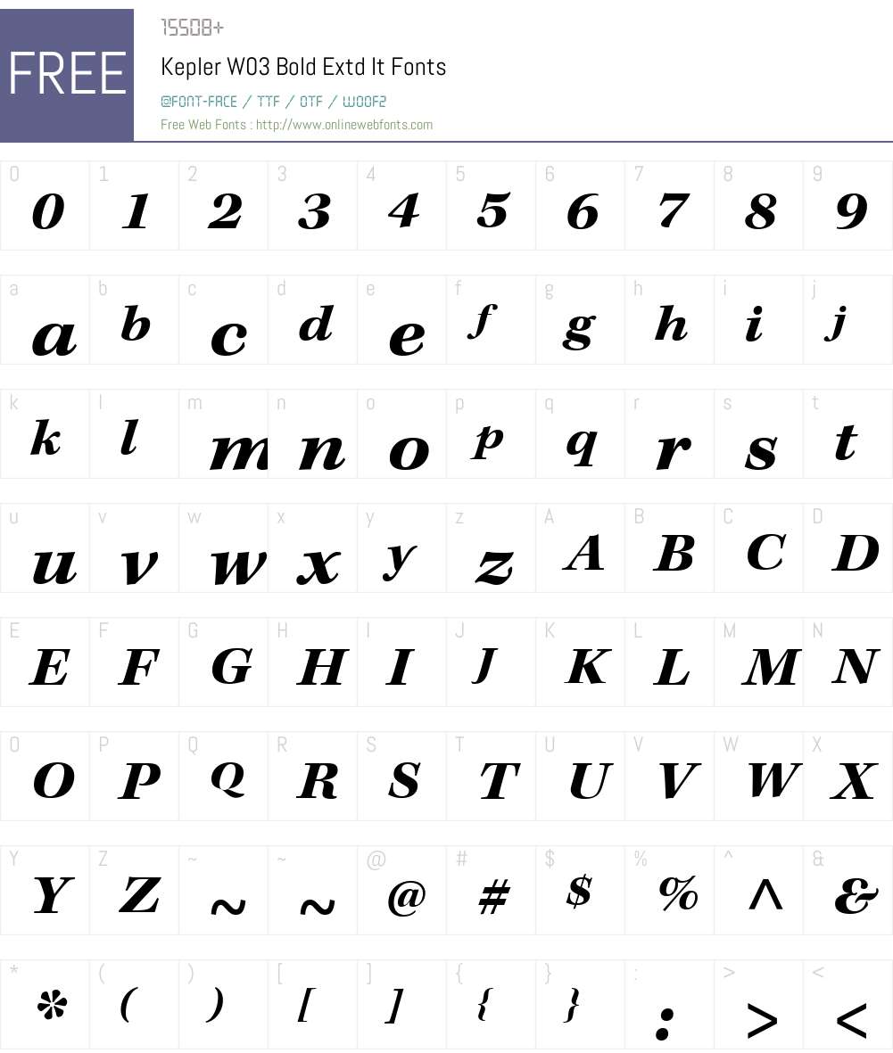 KeplerW03-BoldExtdIt Font Screenshots