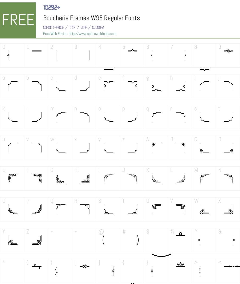 BoucherieFramesW95-Regular Font Screenshots