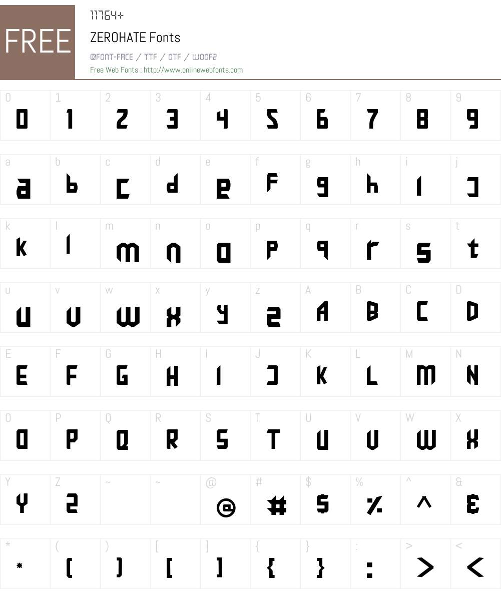 ZEROHATE Font Screenshots