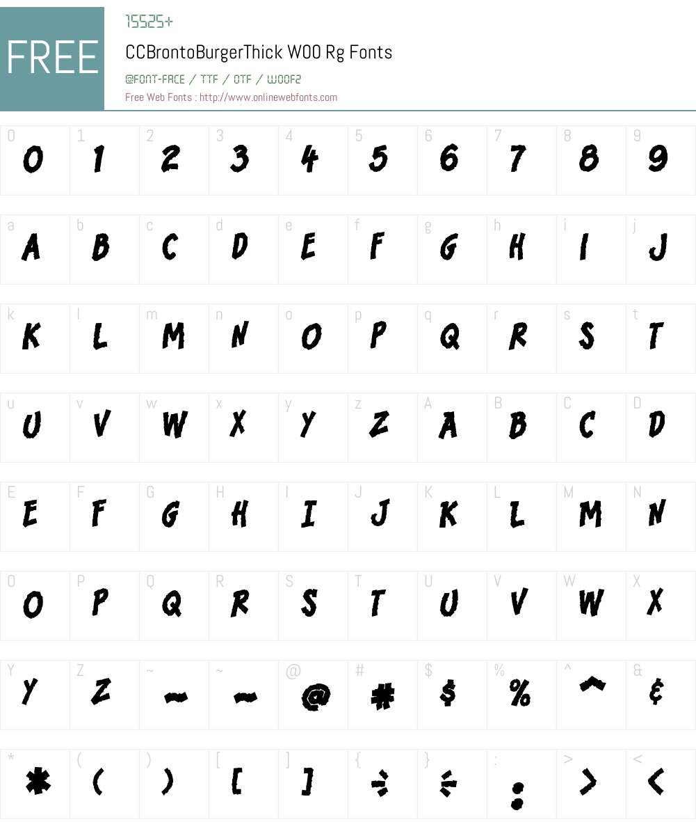 CCBrontoBurgerThickW00-Rg Font Screenshots