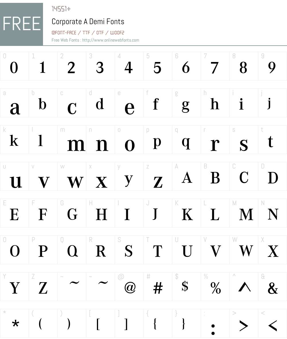 Corporate A Font Screenshots